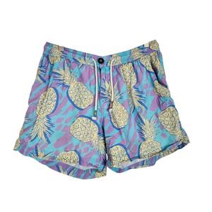 CHUBBIES Shorts Mens Large Multicolor Pineapple Print Stretch Bermuda Casual 5.5